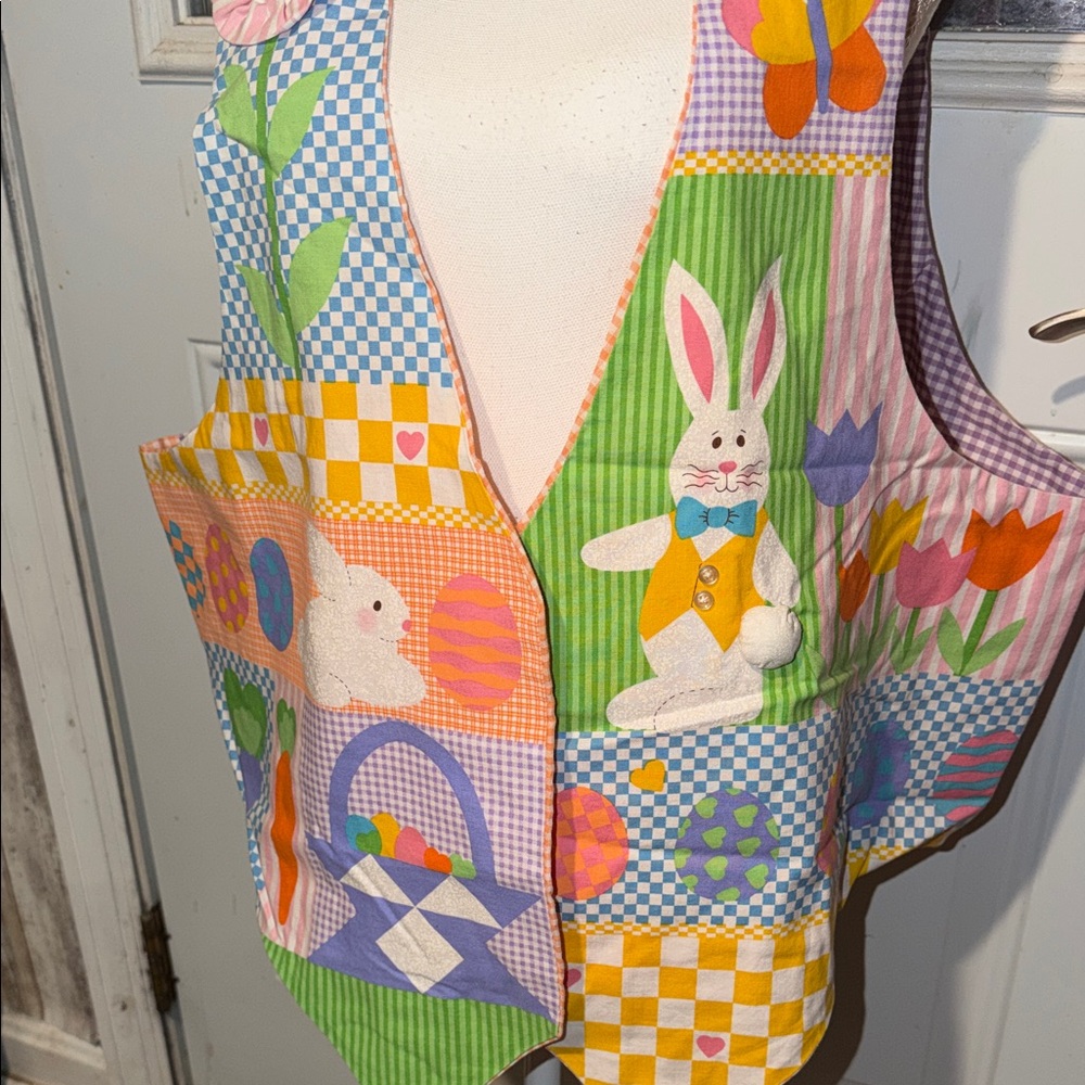 Easter Patchwork Bunny Vest - Colorful Holiday Ap… - image 6